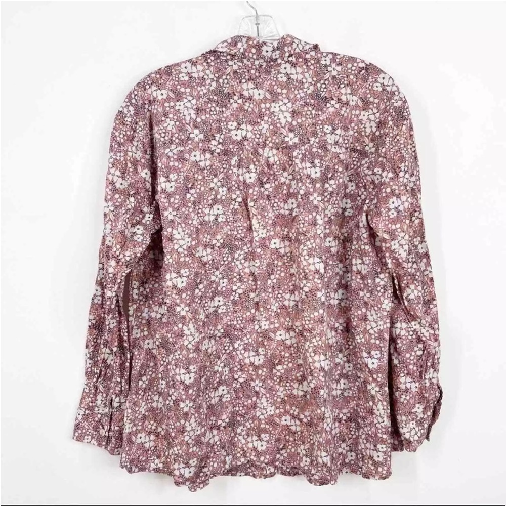 PILCRO Anthropologie Sasha Smocked boho floral Button Down Top M Cottagecore - Picture 13 of 14